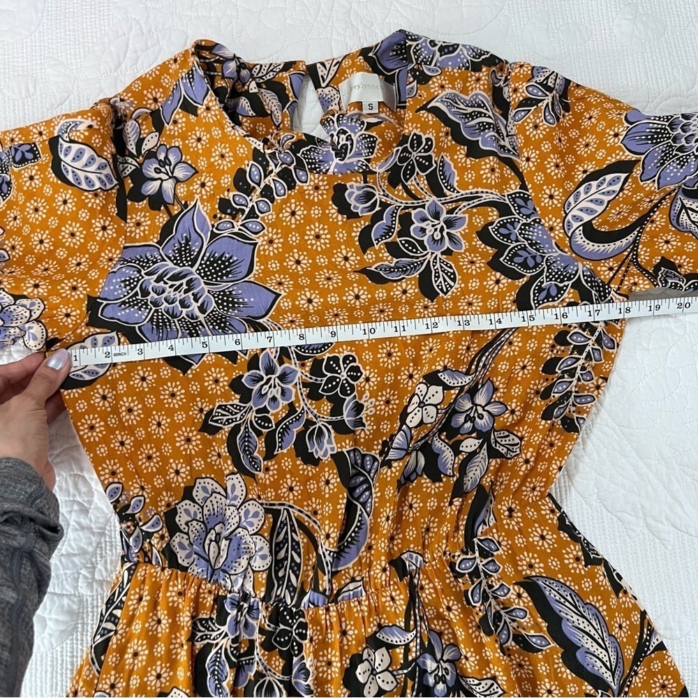 Corey Lynn Calter Dress Women Small Floral Mini Puff Sleeve Orange E - Picture 8 of 8